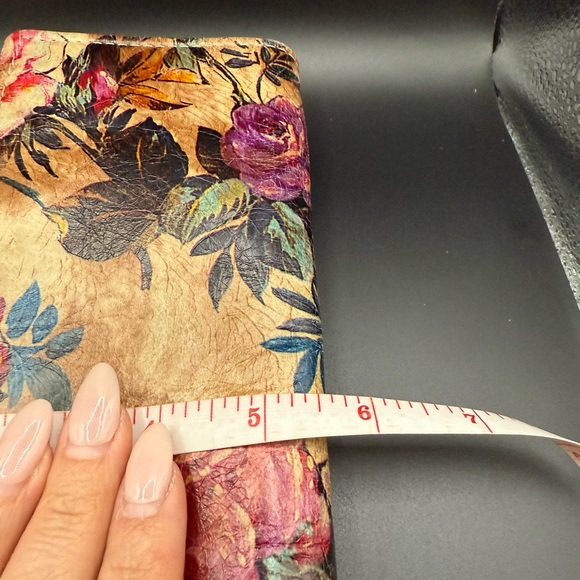 Etui London Floral CrossBody Clutch Leather Bag Detachable Strap - Picture 6 of 7